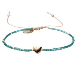 heart bracelet sea green gold